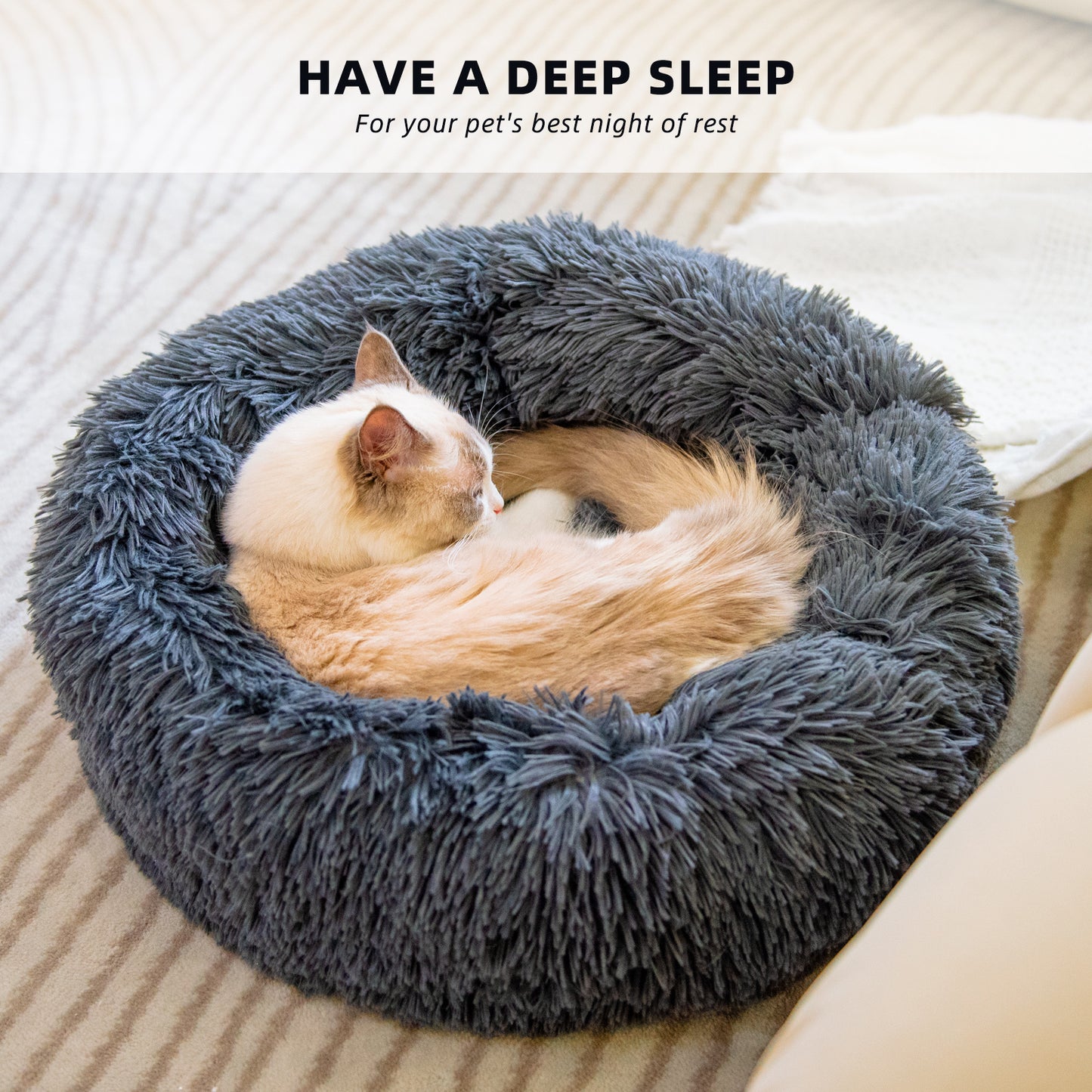 Round Plush Beds for Small Dogs & Cats