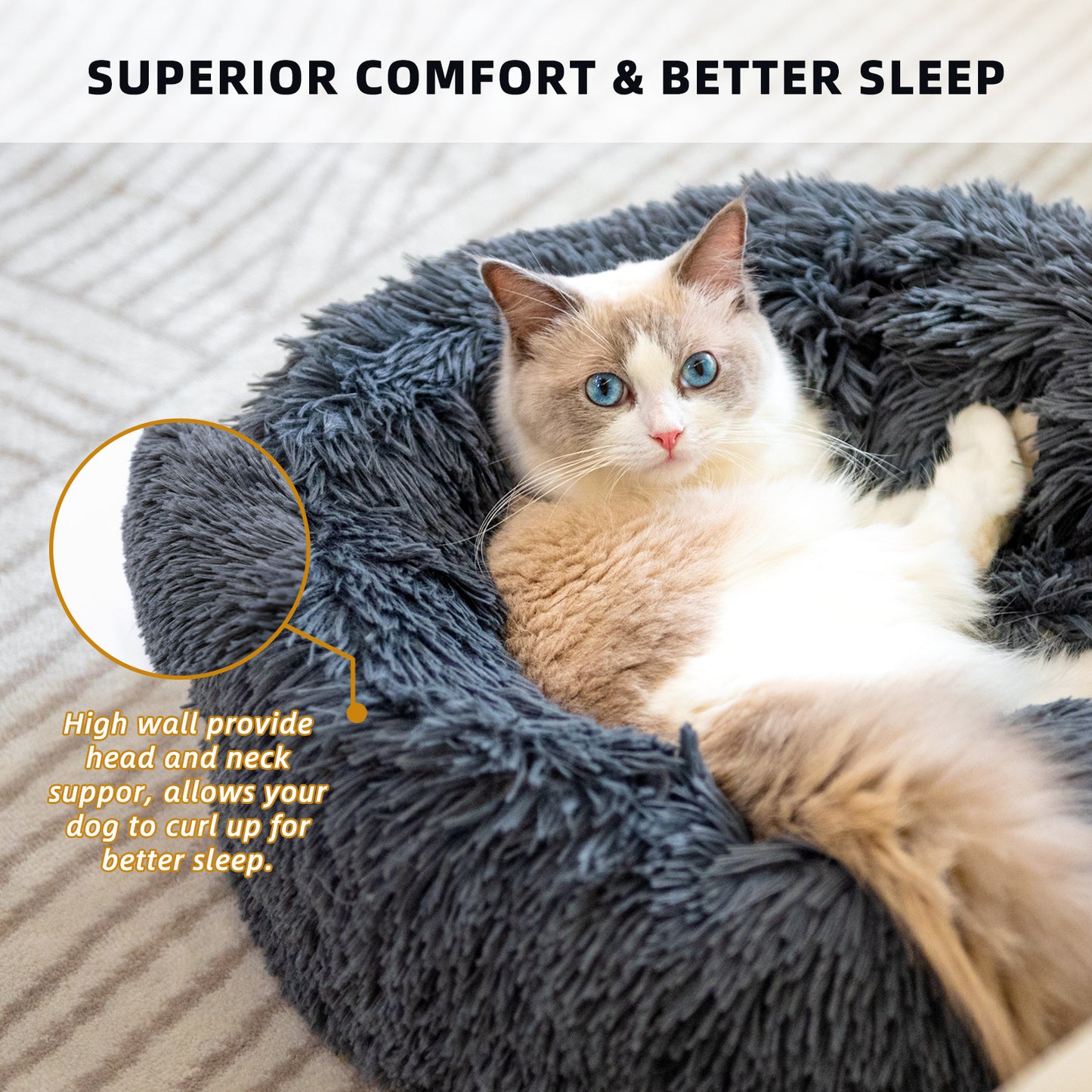 Round Plush Beds for Small Dogs & Cats