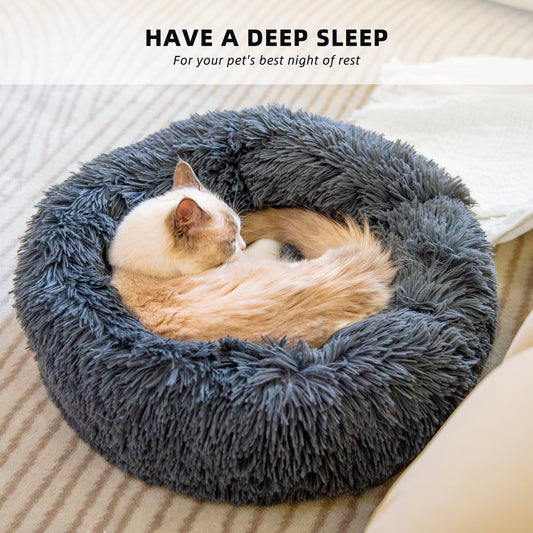 Round Plush Beds for Small Dogs & Cats